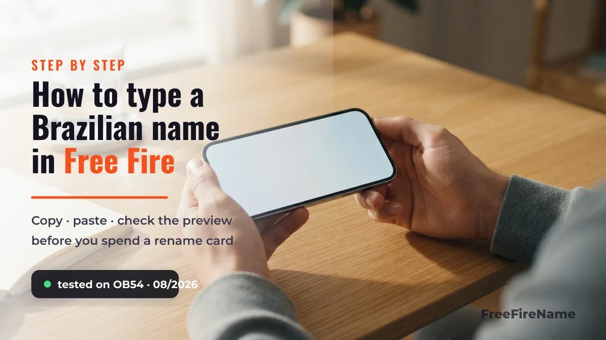How to type a brazilian free fire name on a phone, tested on OB54