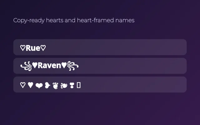 Heart Characters for Free Fire Names